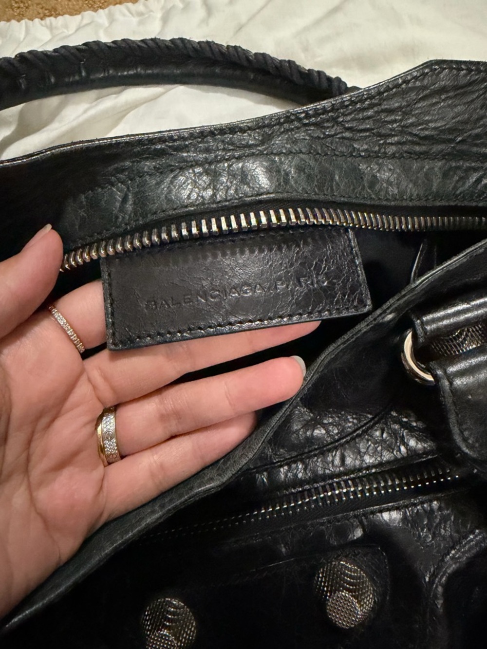 Balenciaga Black Leather Shoulder Bag with Silver Hardware - Picture 7 of 9